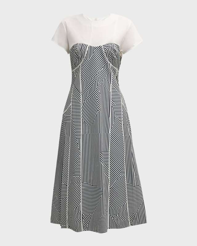 Stripes On Me A-Line Cotton Midi Dress